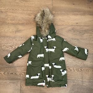 Mini Boden Puppies Ski Jacket with Faux Fur Hood 5-6